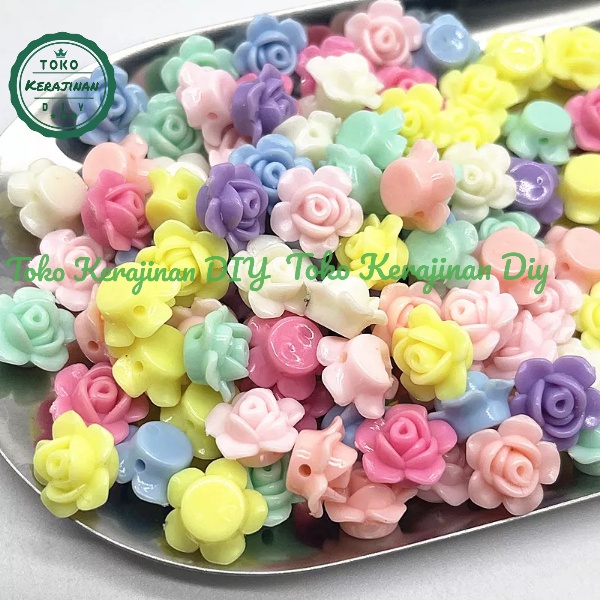 [ 35 pcs ] Manik Manik Mote Pastel Bunga Mawar Mini Mute Mawar