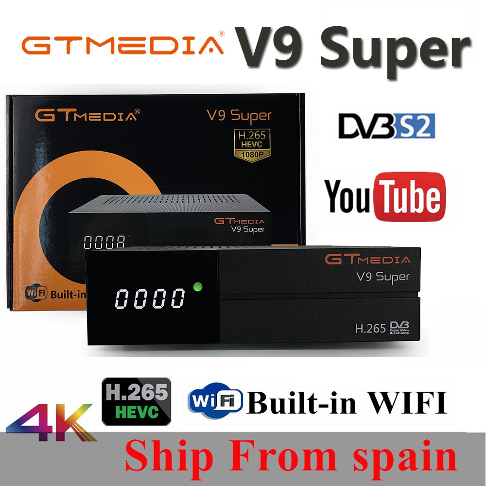 Gratis ongkir New GTMedia V9 Super DVB-S2 Satellite Receiver Bult-in WiFi for Poland Spain Europe