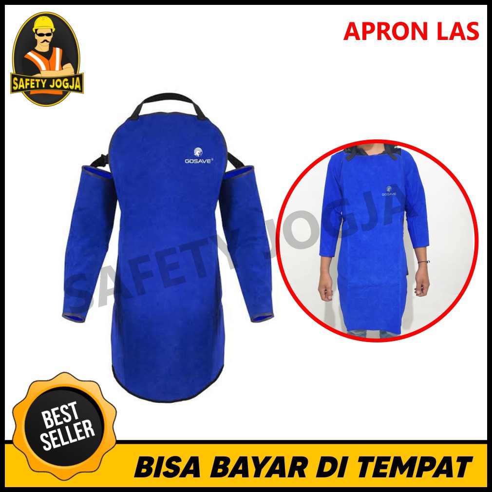 APRON CELEMEK LAS KULIT ASLI GOSAVE PELINDUNGAN 1 SET BADAN DAN TANGAN