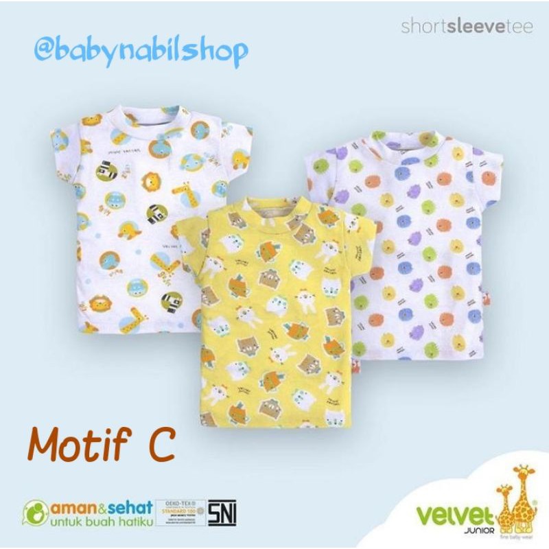[Size SML/LB/2/3] Isi 3pcs - Kaos Oblong Velvet Junior Lengan Pintar - Oblong Bloon - Full Print-Motif C