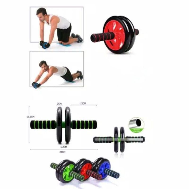 Roller ab wheel sport alat fitness otot tangan perut dan kaki