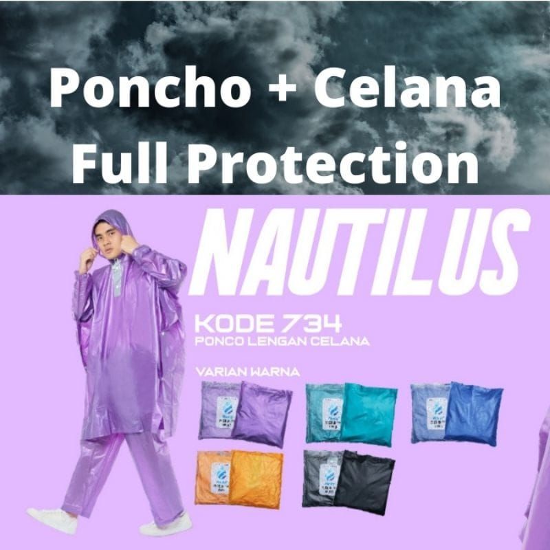 Jas Hujan Poncho Lengan Celana Nautilus 734 PONCO Kalong Plevia