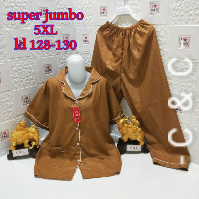 CNC - BAJU TIDUR WANITA SUPER JUMBO CP 5XL/LD 130/HEMBOS-Caramel