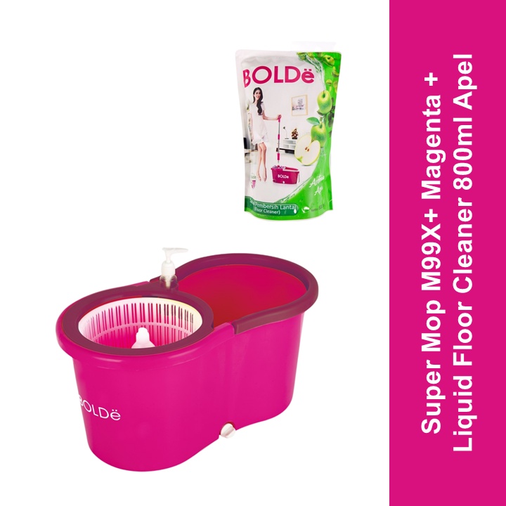 BOLDe Pel Lantai + Sabun Pembersih Lantai Apel / Super Mop + Apple Liquid Floor Cleaner Magenta M99X