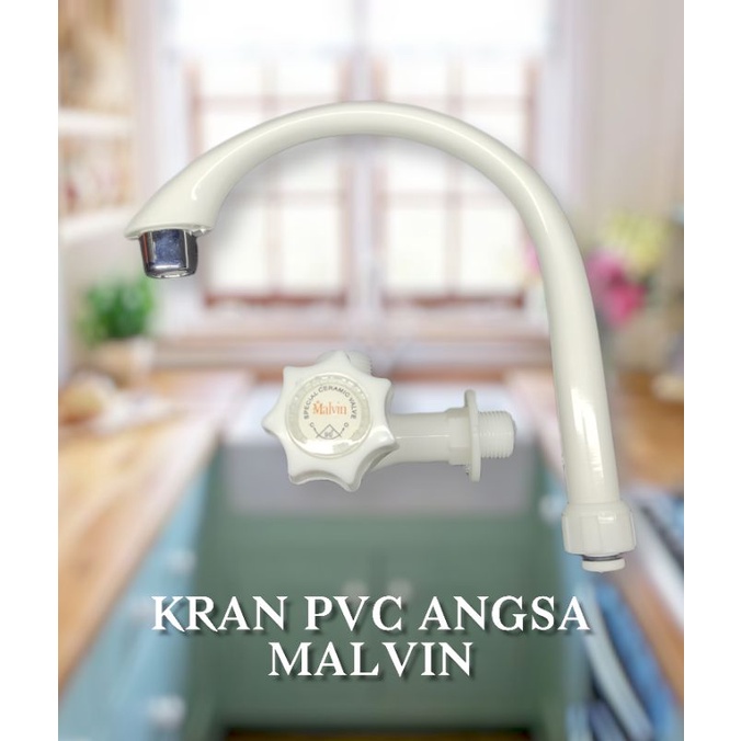 KRAN ANGSA WASTAFEL AIR CUCI PIRING DAPUR PLASTIK PVC MALVIN / KERAN ANGSA PVC 1/2 INCH