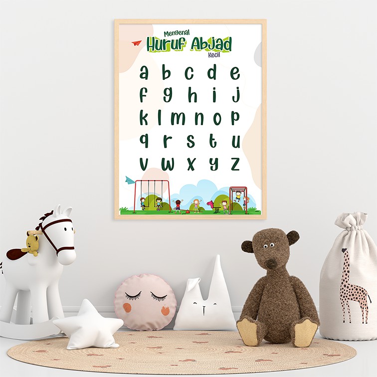 Poster Edukasi Anak TK Mengenal Huruf Abjad Kecil