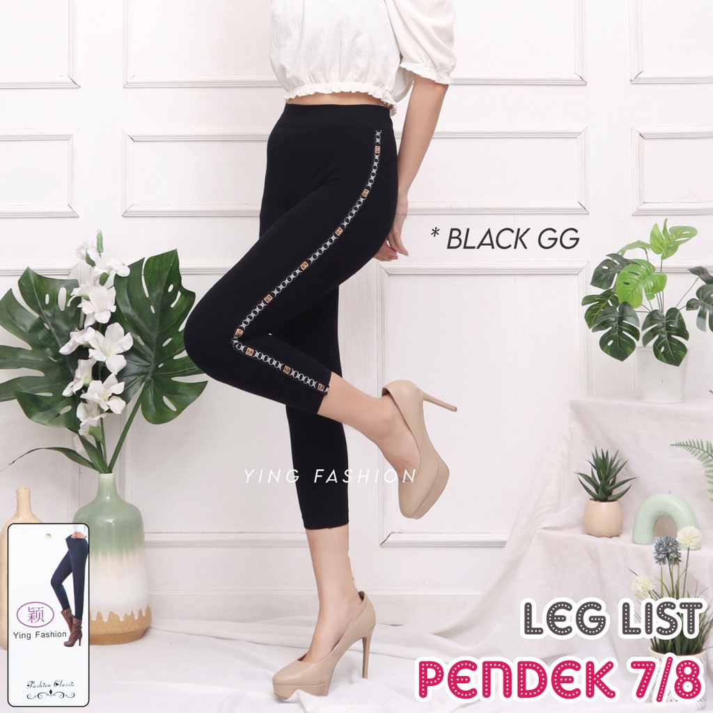 [Grosir Minim 6 pcs ] Legging List Lis Pendek / Legging import fashion wanita / legging import wanita / legging fashion wanita