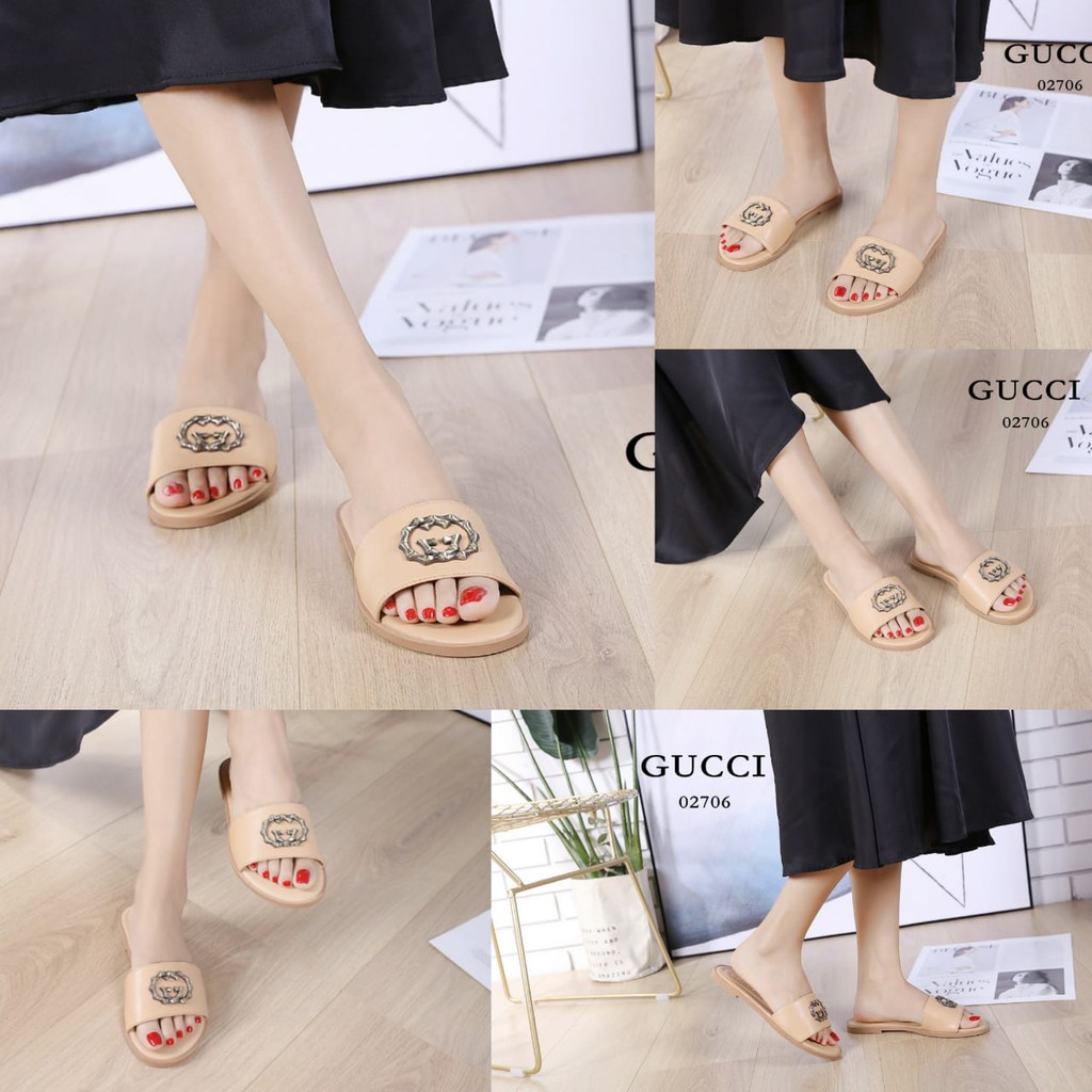 SANDAL SLIPPER FLIPFLOP KULIT HALUS #02706#