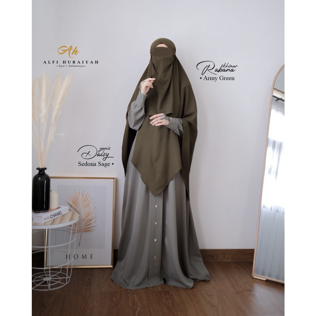 Set Gamis Tunik dan Khimar Daisy Series by Alfi Huraiyah