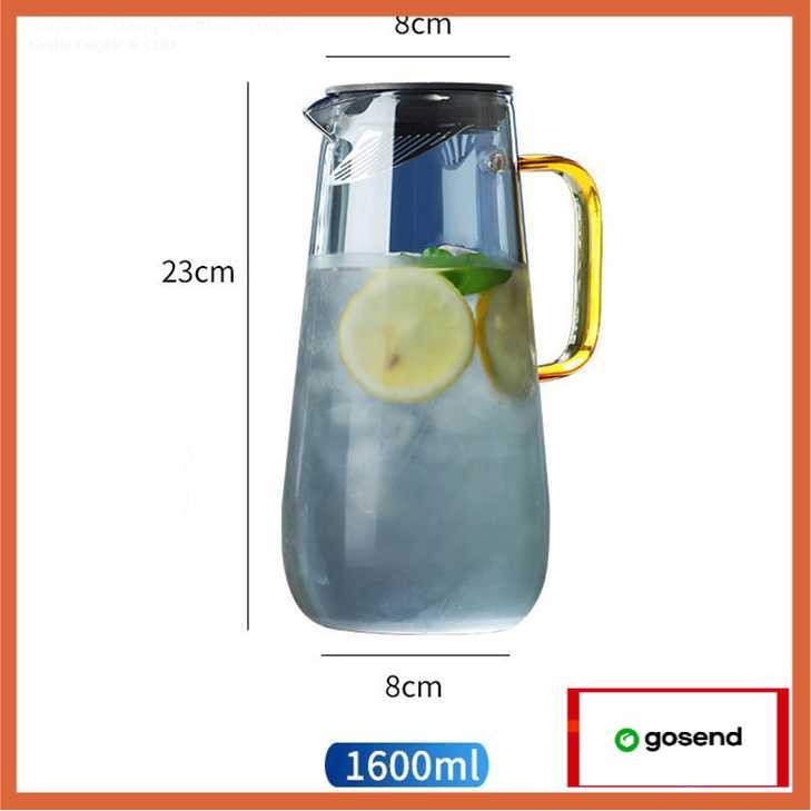 [COD] Teko Pitcher Kaca Teh Kopi Jus Borosilicate Glass 1.6L - Tahan Panas Teko Unik Gelas Aesthetic
