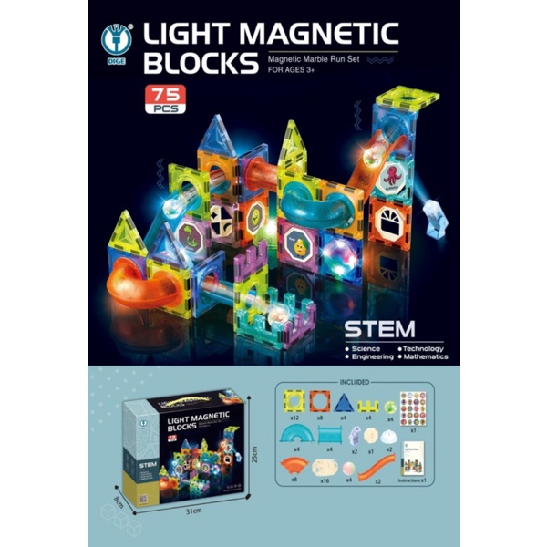 

LIGHT MAGNETIC BLOCKS DIGE ~ Mainan Anak STEM Education Creativity - - 75 pcs Diskon