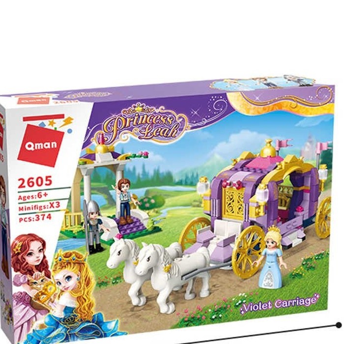 Mainan Lego Qman Princess Chariot 2605 Violet Carriage Isi 374pcs TS