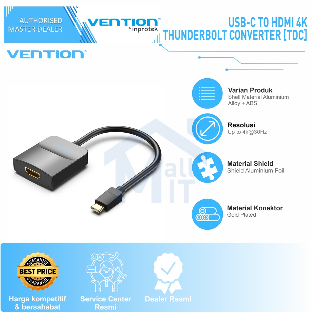 (bisa cod) Vention Adaptor Converter USB C to HDMI 4K Macbook Pro Air TDC TDA