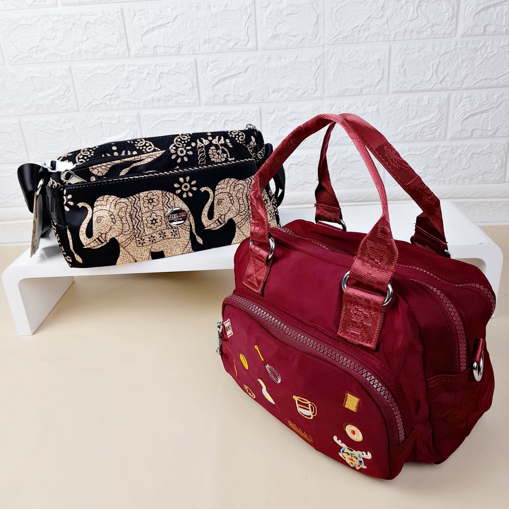 Tas Selempang Import Premium Ransel Jumbo Chibao Original Backpack 3in1 Bahan Canvas Nylon Tebal Bordir Bunga Gajah TAS097 TAS098 TAS100 TAS101 TAS111