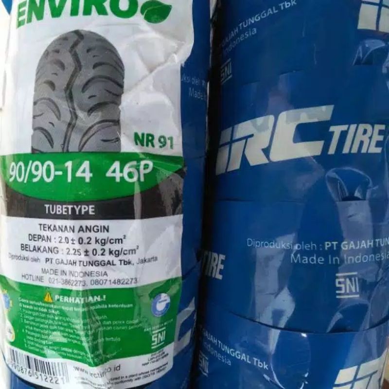 BAN LUAR MATIC IRC (BUKAN TUBLES)  UKURAN 90/90 RING 14