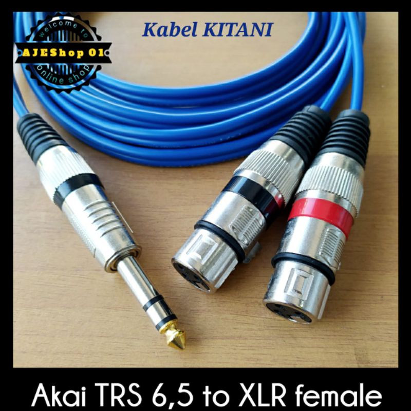 Kabel jack TRS 6,5 akai stereo to dual xlr female