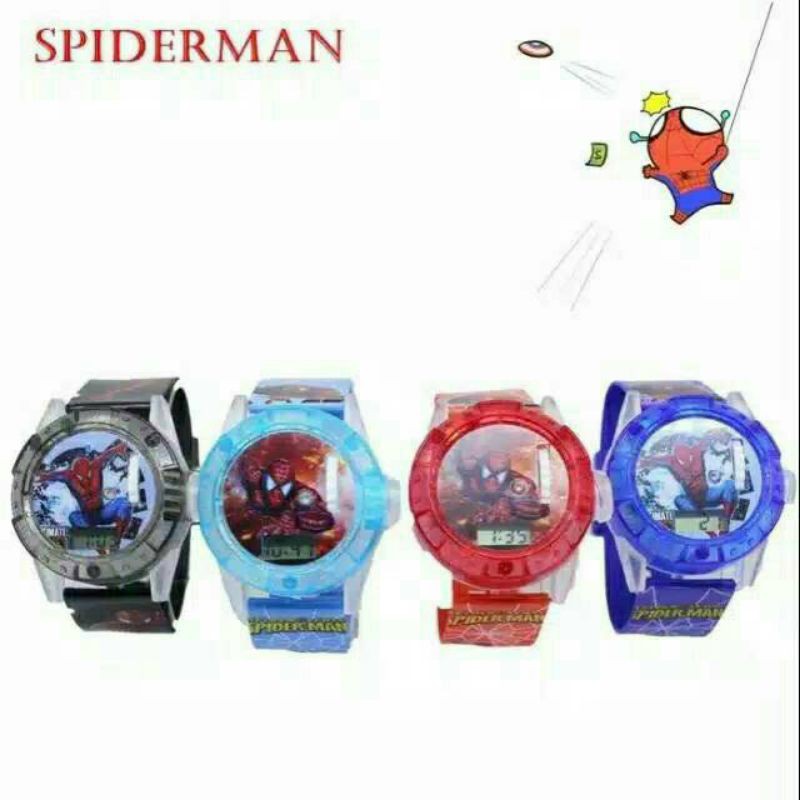 (Grosir)Jam Tangan Pria Anak&quot; Laser Spiderman Melody Strap rubber(Terima cod)