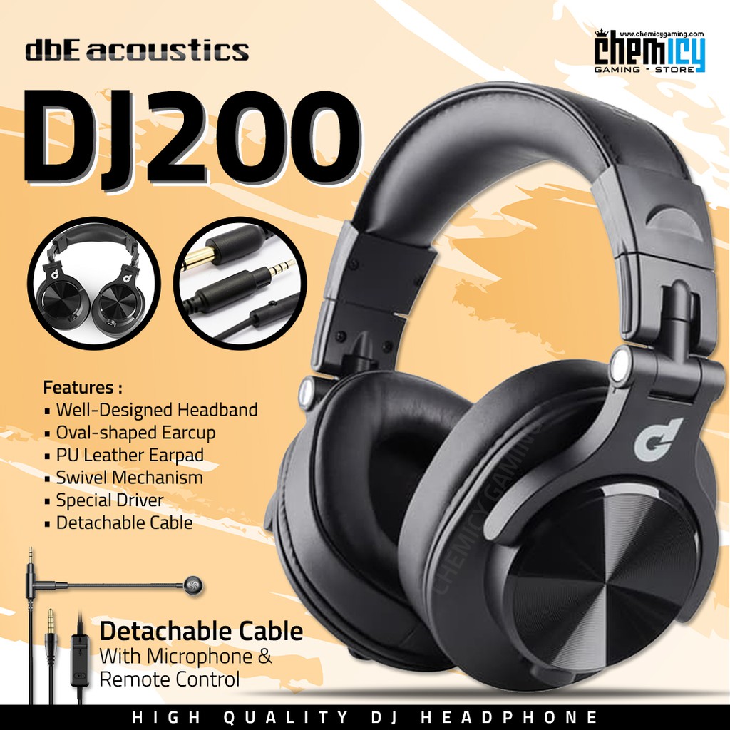 dbE DJ200 High Quality DJ Headset / Headphone Detachable Microphone