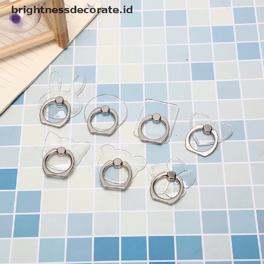 (Birth) 1pc Stand Holder / Dudukan Ponsel Model Cincin Transparan Dapat Berputar