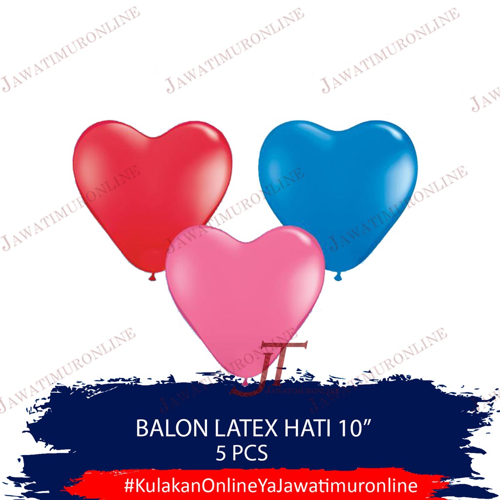 Balon Latex Love 10 Inch Polos isi 5 - Balon Bentuk Hati