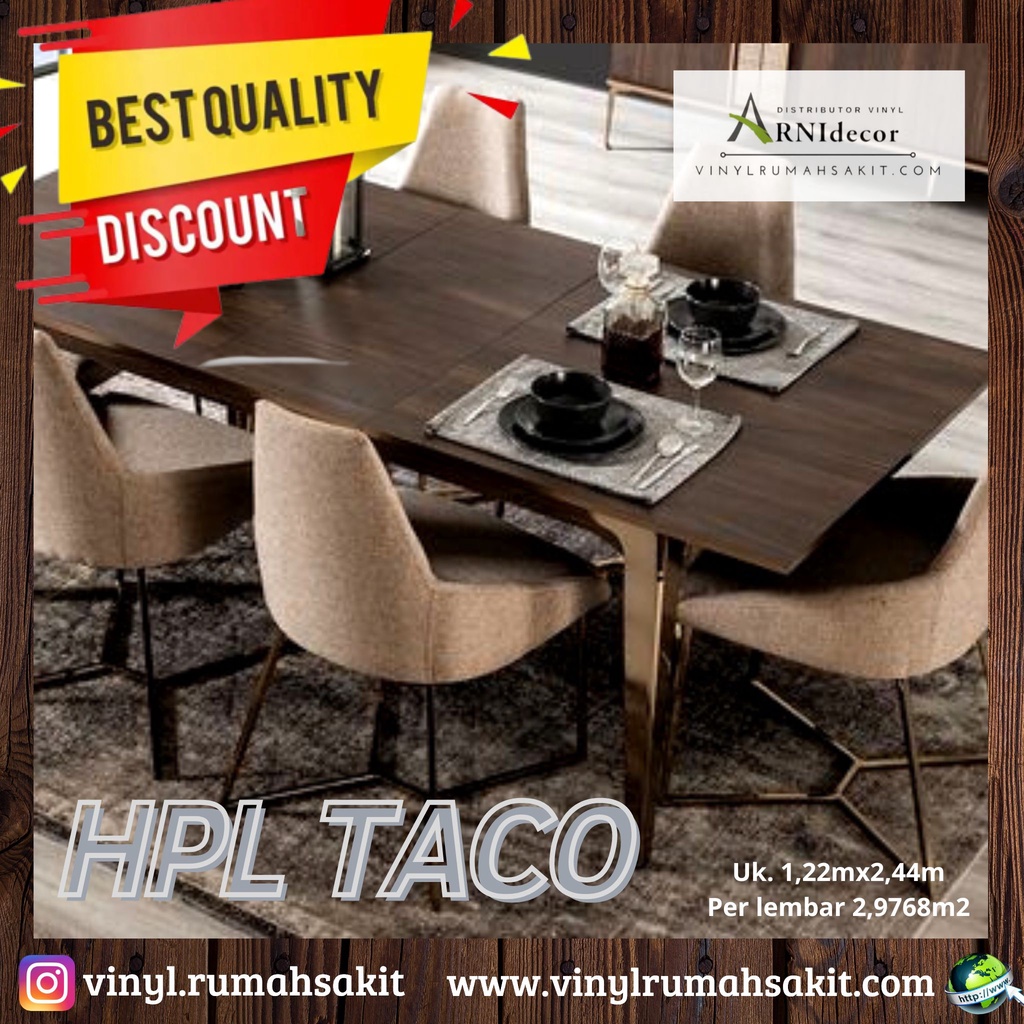 TACO HPL Pattern Gloss Pola Motif Marmer/Kayu Kilap kode G-Harga Murah