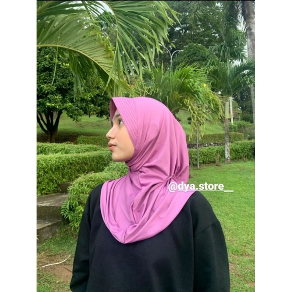 JILBAB SPORT - Hijab Sporty / Hijab Instant / Hijab Sporty Olah Raga Spandek Bergo Polos-Dusty ungu