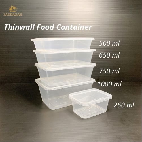 Thinwall persegi panjang 500 ml / Kotak makan plastik rectangular