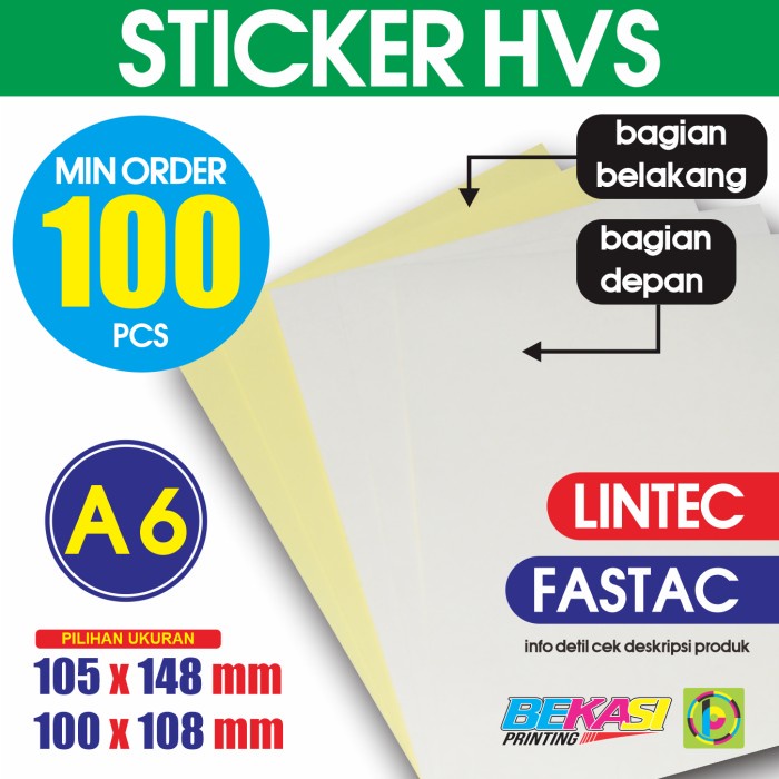 

PEREKAT-PENGIKAT- KERTAS STIKER HVS A6 / PRINTABLE STICKER (BISA DI PRINT & TULIS) - LPN, 10 X 10,8