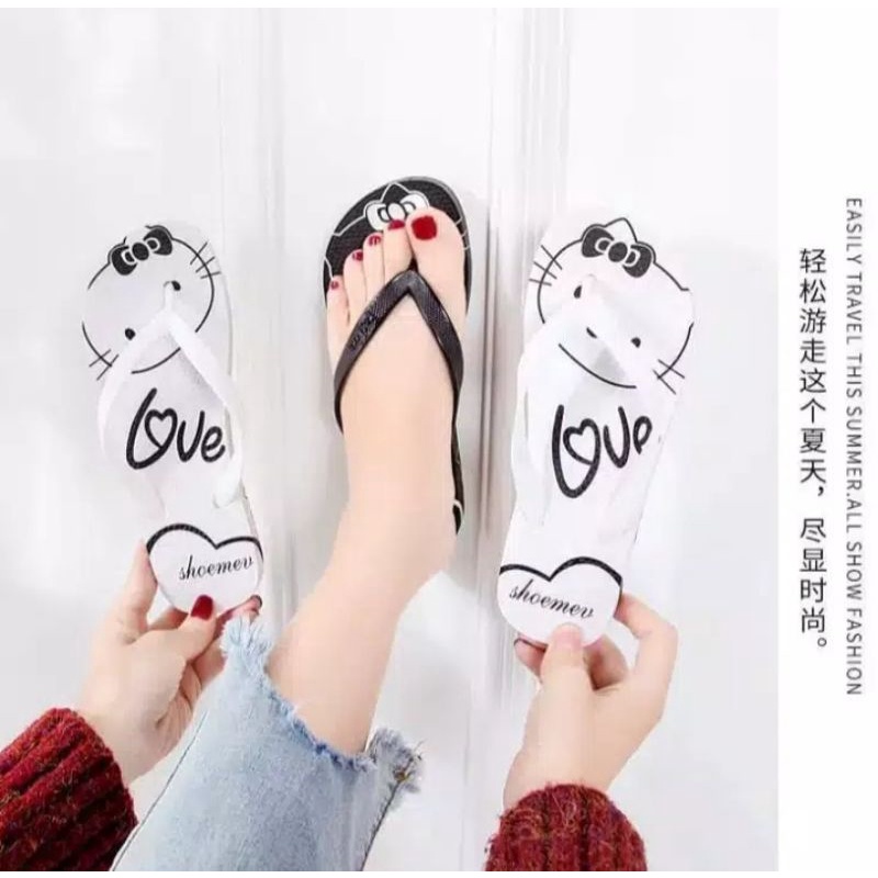 SANDAL JEPIT WANITA MOTIF  (HELLO KITTY)