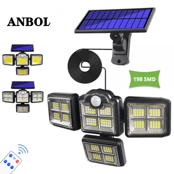 Anbolt 198LED lampu tenaga surya Lampu Solar Light Lampu Panel Surya tenaga Outdoor tempat lilin putih