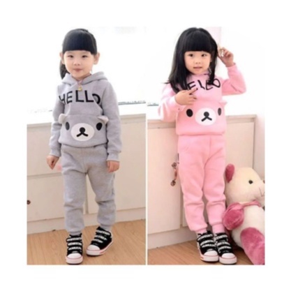 PROMO - SETELAN HOODIE ANAK MOTIF HELLO BERUANG USIA 1-5 TAHUN / HOODIE ANAK LAKI-LAKI / HOODIE ANAK PEREMPUAN / SWEATER ANAK LAKI-LAKI / SWEATER ANAK PEREMPUAN / BAJU ANAK / PAKAIAN ANAK ANAK / SETELAN ANAK TRENDY 2022