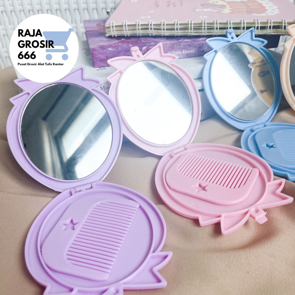 CERMIN RIAS MOTIF  BT21 / KACA BULAT KECIL / CERMIN MAKE UP PORTABLE KPOP KACA SAKU POCKET-2