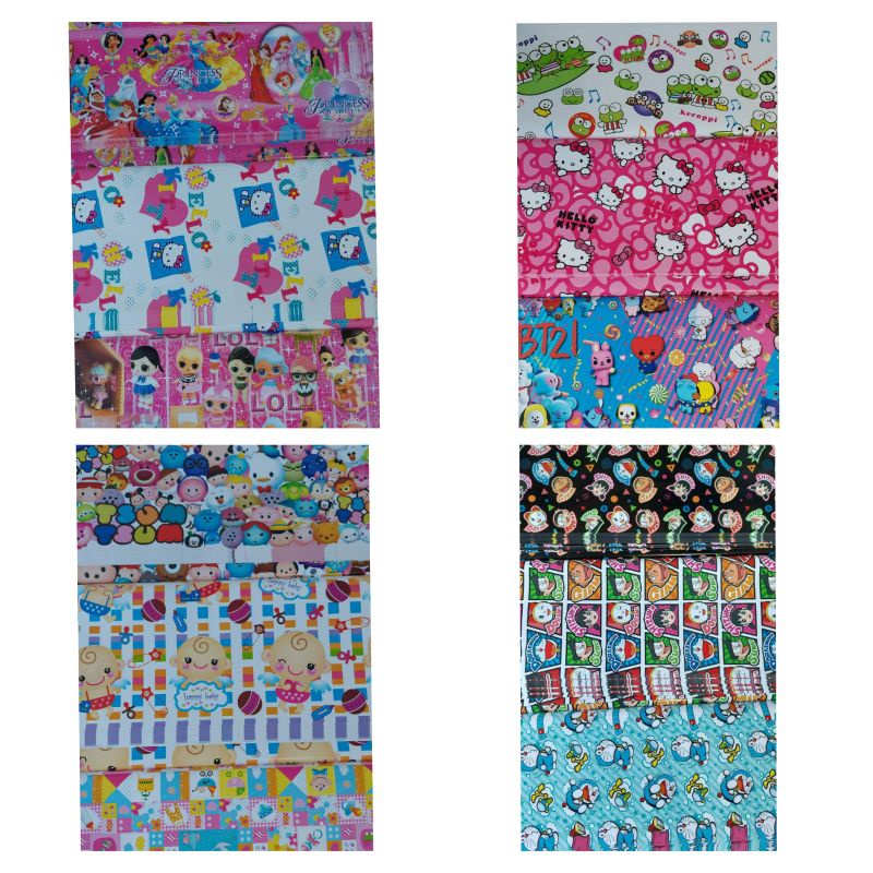 Kertas Kado Lucu Motif Batik / Kartun / HBD / Bunga / Baby