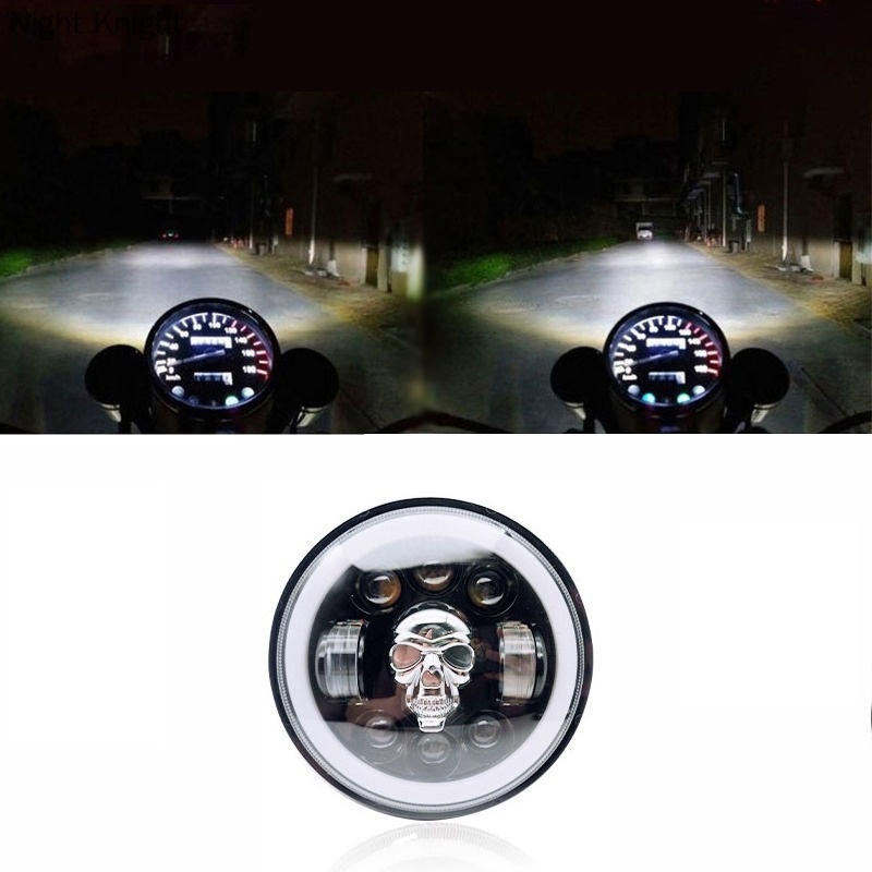 Lampu Depan LED DRL angel face 65W 5.75 &quot;4 Warna Untuk Motor