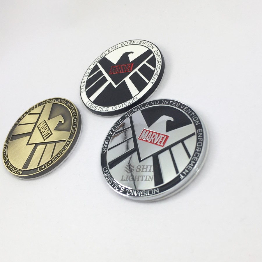 1Pc Stiker Emblem Logo Motor Marvel Hero s.h.i.e.l.d Logo Bahan Metal untuk Mobil