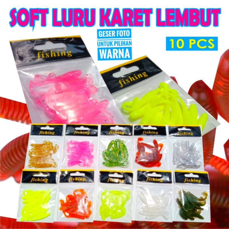 Softlure Padle Tail Umpan casting isi 10 pcs kuning pink putih hijau