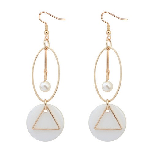 LRC Anting Gantung Fashion White Geometric Shape Decorated Hollow Y57131