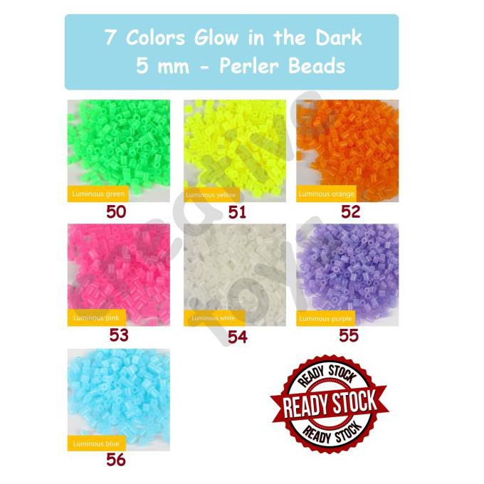 HAMA PERLER BEADS GLOW IN THE DARK 5 MM