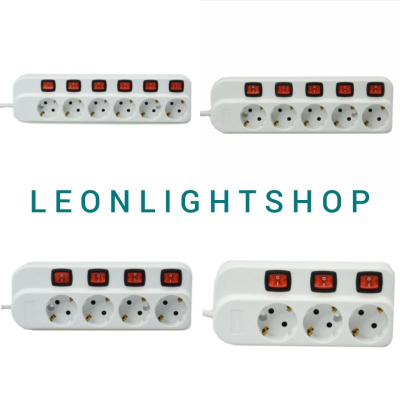 KRISBOW STOP KONTAK 3-6 SOCKET DENGAN TOMBOL ON/OFF KR-4368-PUTIH/ACE HARDWARE 6WAY EXTENSION SOCKET