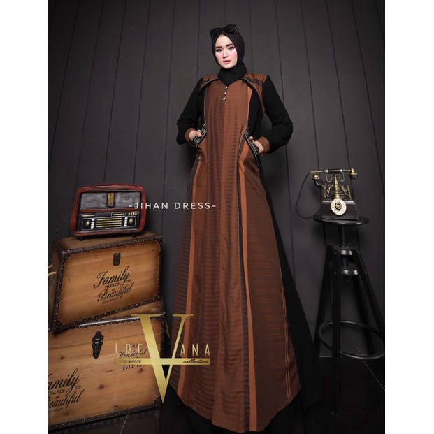 Jihan Dress Ori by Trevana Collection Premium / Dress Syar'i / Gamis Pesta Mewah / Baju Syar'i Terbaru / Dress Polos Mewah / Fashion Muslimah Branded-4