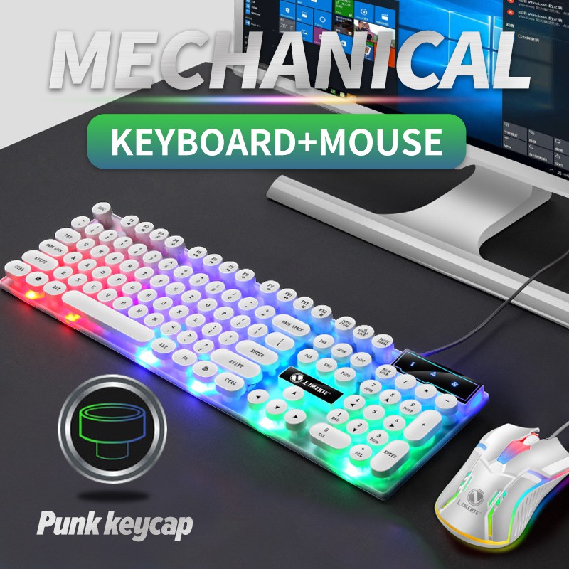 Keyboard Mechanical Komputer Set Gaming Mouse dan Keyboard Computer USB Cable RGB GTX300 G21