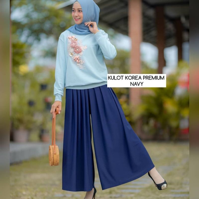 KULOT POLOS PREMIUM MODEL JATUH LURUS JUMBO  ALLSIZE MUAT S M L Xl  XXL-Navy