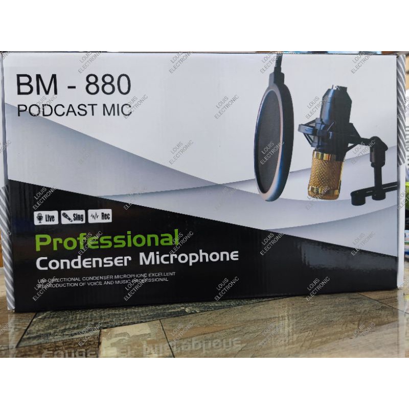 Paket Lengkap Mic Condensor Microphone Podcast Recording Live Youtuber Black Spider BM880 BM 880 ( ORIGINAL )