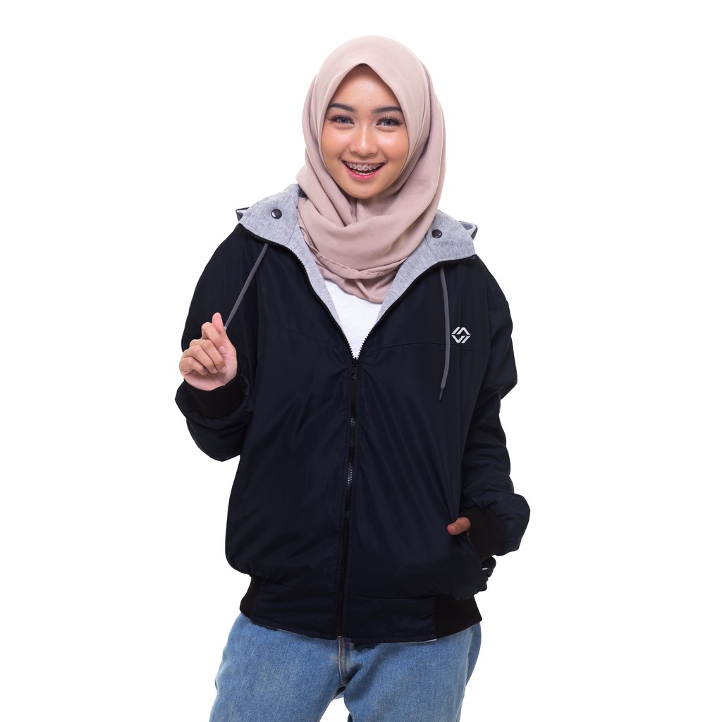 (BISA COD) JAKET WANITA BOLAK BALIK JAKET YUKI HODIE WANITA DISTRO TERBARU HEYLOOK