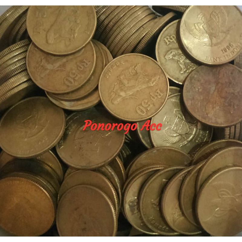 (GRESS/BEKAS/CUCI) Uang kuno 50 rupiah komodo uang 50 kuning bahan uang mahar nikah nikah 21 rupiah 2021 rp.50 asli
