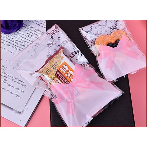 

Plastik Fancy Cookies - Kue - Permen - Accessories Pink Lace Bow 7x10