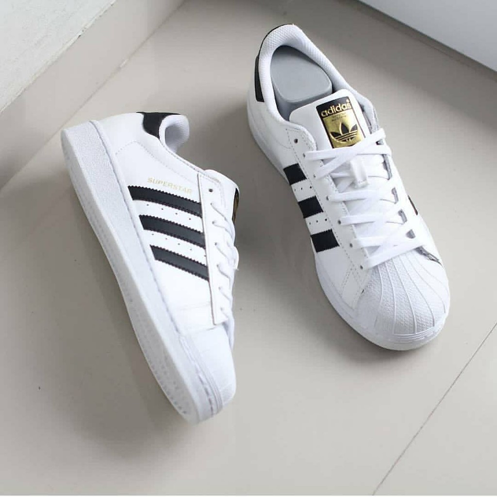 Sepatu Adidas Superstar White Black/ Hitam putih Cewek Cowok Keren Bisa Couple Olahraga Santai