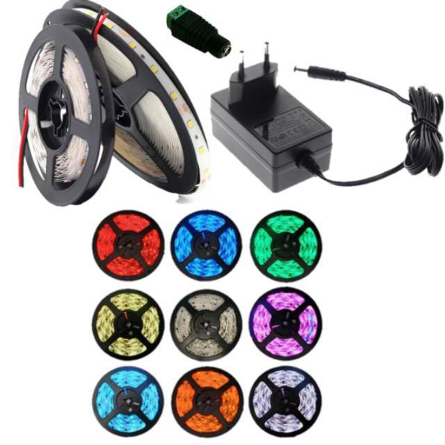 Paket 5M LED strip SMD 3528 5050 IP33 IP44 Outdoor gel single color 5 Meter Set adaptor waterproof