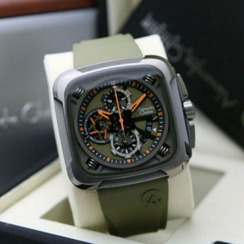 Jam Tangan Alexander Christie Pria Grey Green ac6577 Original