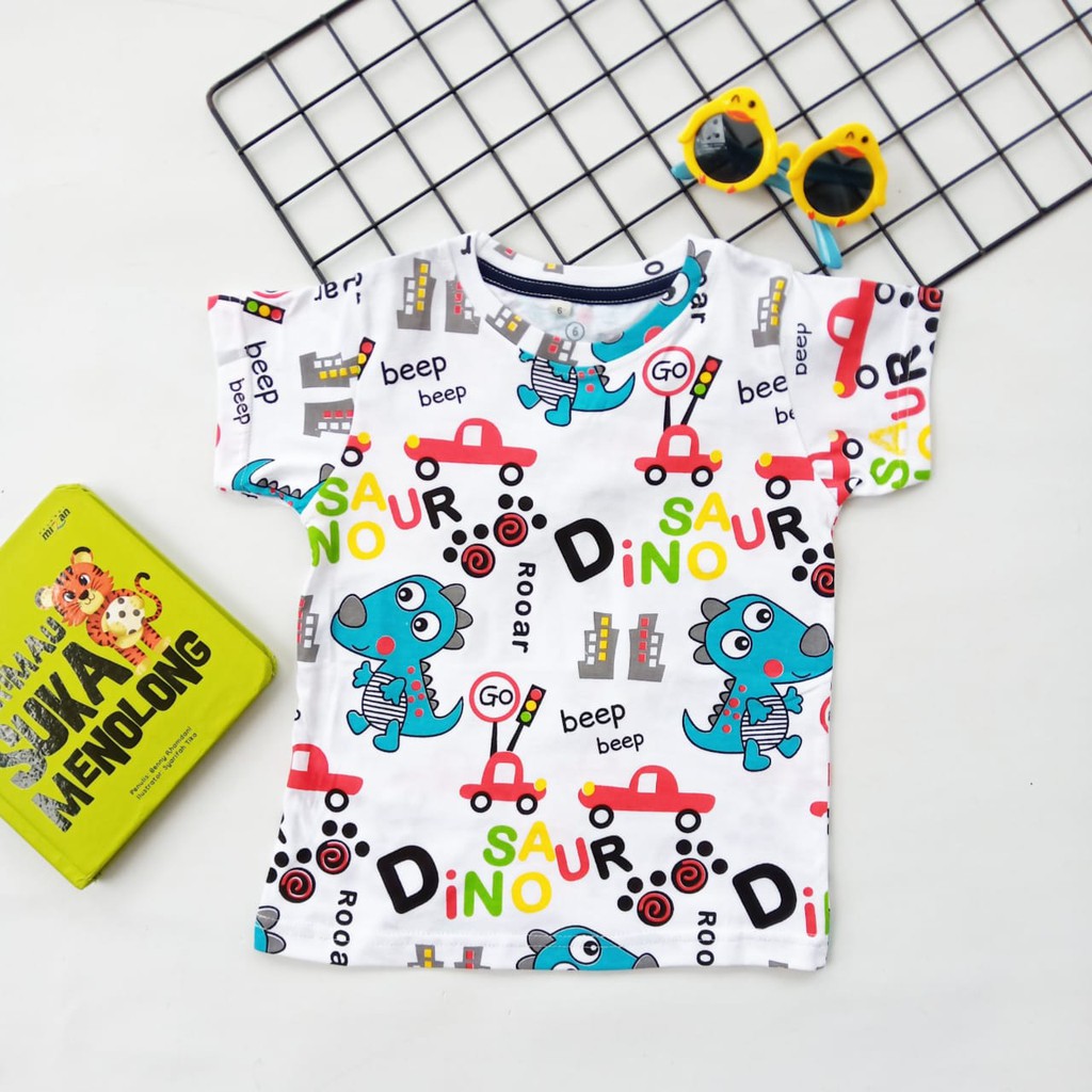  BAJU ANAK FULL PRINT  MOTIF DINO SAUR BAJU  ANAK  PRINT  TEE 